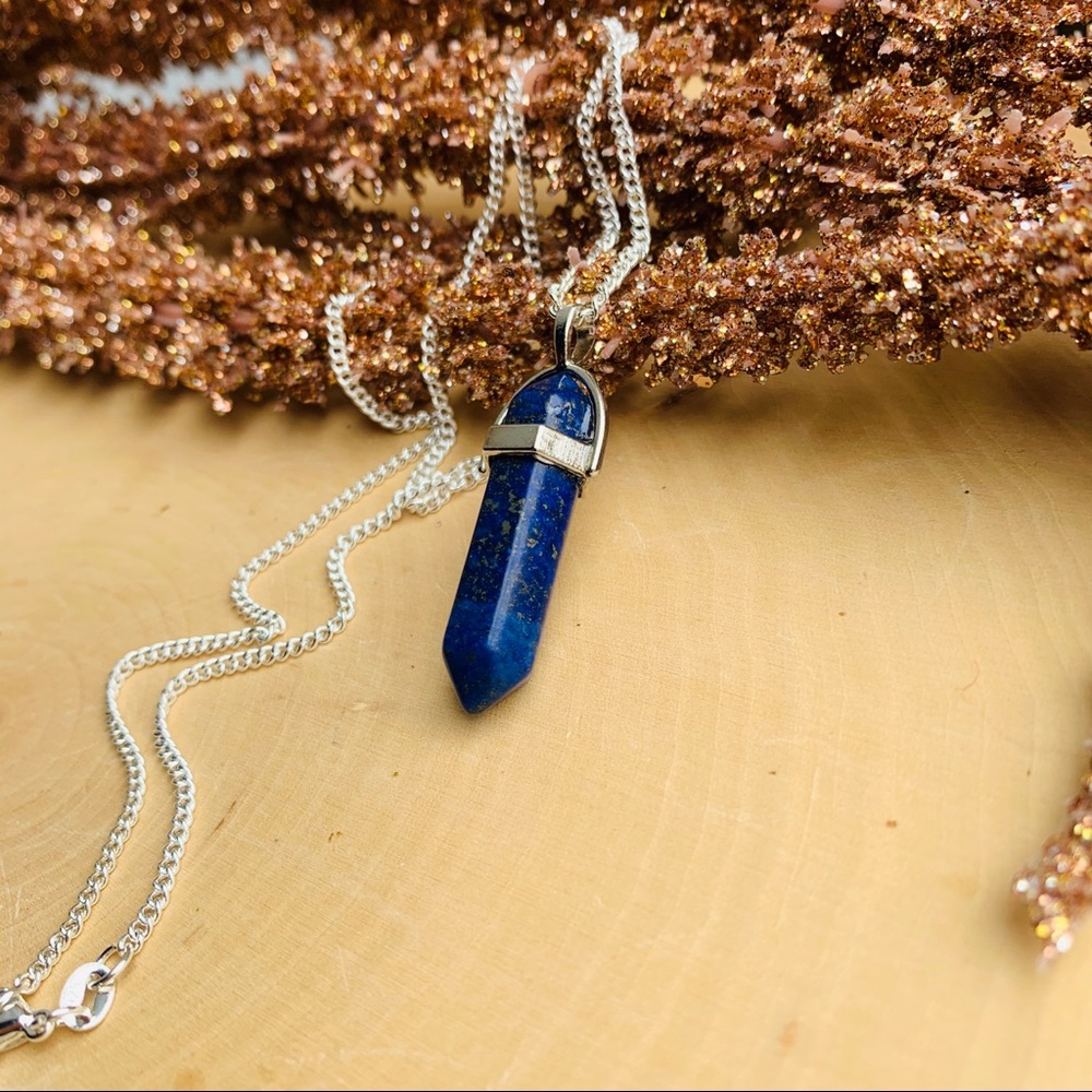 Lapis Lazuli Gemstone Point Necklace